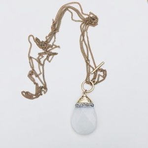 Natural white quartz toggle necklace